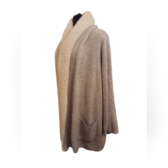 Style & Co Oversized Gray & White Cardigan Sweater with Wool Collar Size 3X - Picture 3 of 4